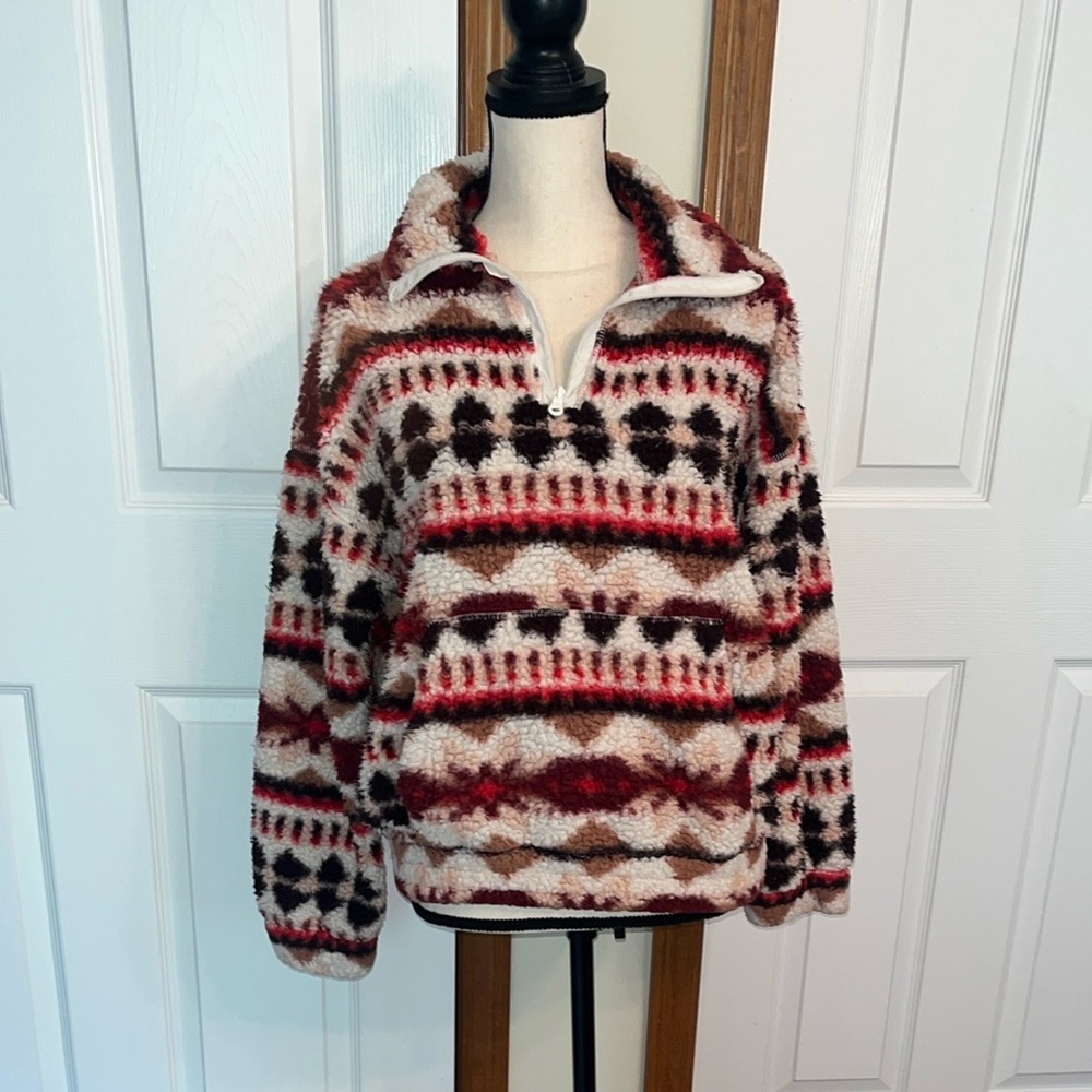 Aerie Printed Sherpa Pullover